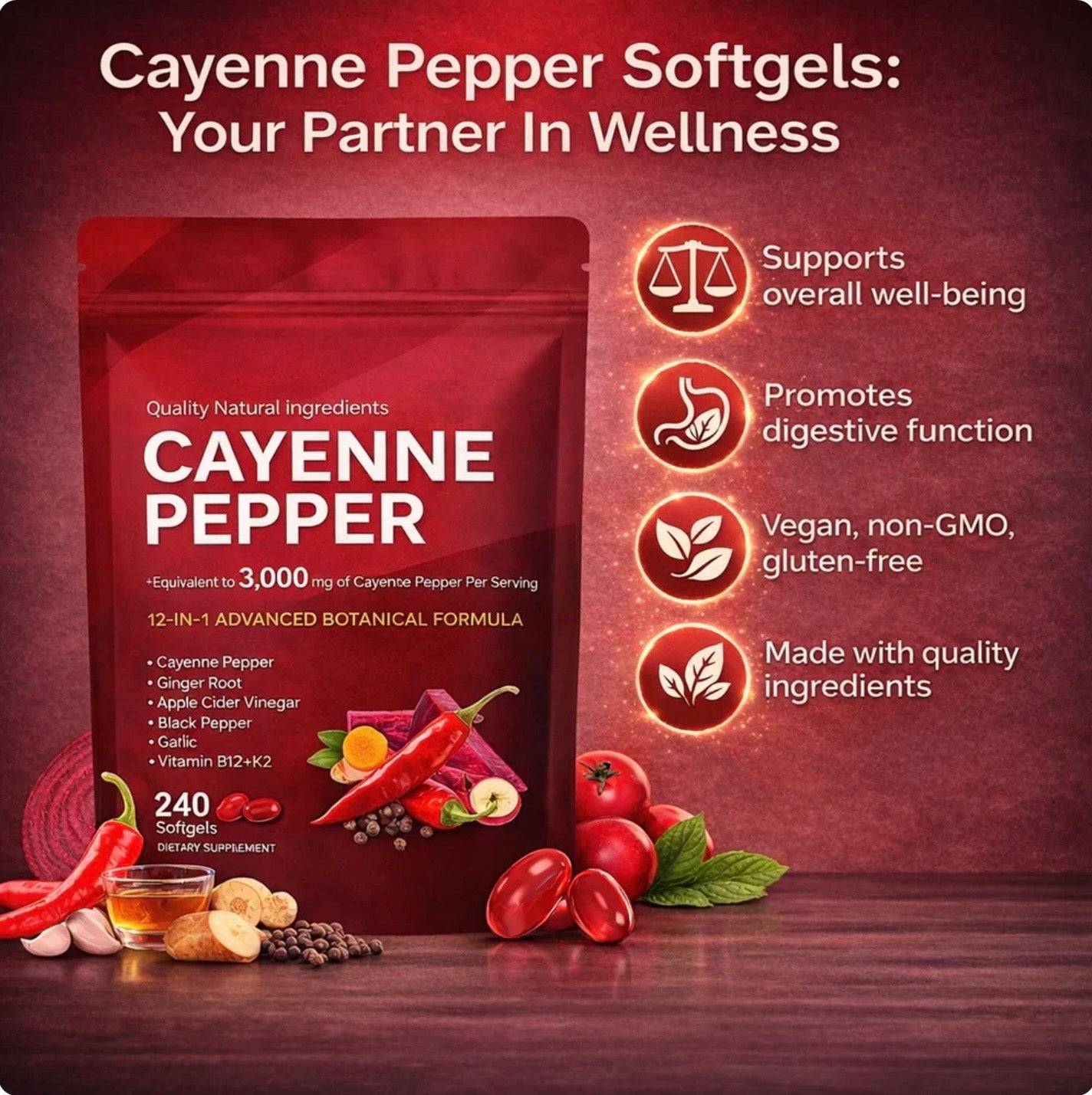 Cayenne Pepper Circulation Support Softgels